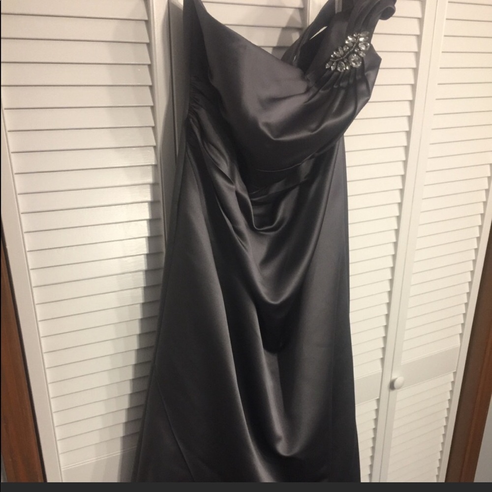 David’s Bridal Long Pewter Gown